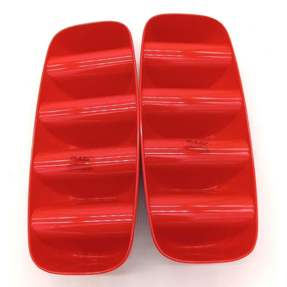 II Mulino Set of 2 Taco Tray Tortilla Holders Fiesta Melamine Mosaic Red Blue